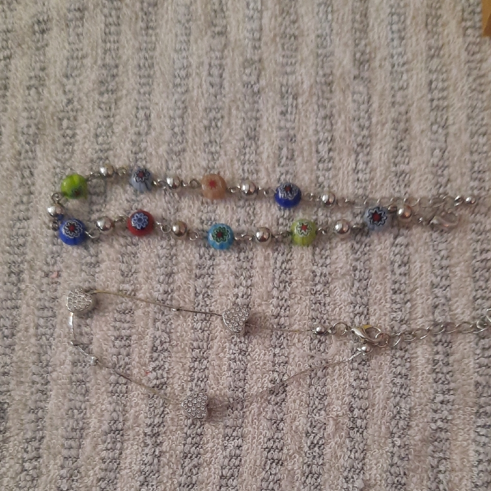 Colorful Beaded And Cz Anklets